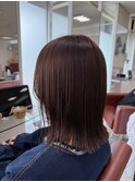 ぷつっとロブ×艶ピンクブラウンで大人可愛いモテスタイル