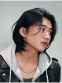 ミディアムメンズボブウルフニュアンス緩め20代30だい
