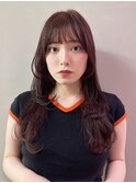 ロング前髪カット暗めカラー韓国ヘア顔周りレイヤー_F41000