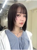 ショート ボブ レイヤー 暗めカラー 黒髪 前髪カット 10代20代