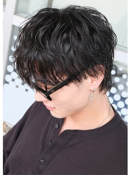 ネクストフォーヘアー(NEXT for hair) シャドウパーマ 黒髪 マッシュウルフ メンズパーマ 波巻き