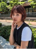 横浜西口/グレーヘアー メテオストレート ひし形レイヤーボブ