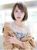クリーミーベージュ 流しバング 似合わせショート★★