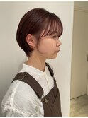 ショートボブ/暖色系カラー/耳掛けショート
