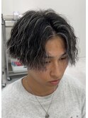 メンズハイライトホワイト ツイストスパイラルパーマ