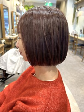 グラッシー センター北店(GLASSI) 【縮毛矯正】で楽ちん◎ぱっつんボブ★ピンクグレージュ★坂田