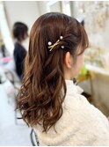 お呼ばれ デート 推し活 ハーフツイン×パール・ゴールドピン