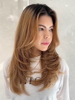 アンダーバーホワイトモデ 河内長野(_WHITE mode) ハイライトカラーミルクティーベージュレイヤーカット