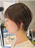 調布レディースショート丸みボブワンカラーショコラグレージュ