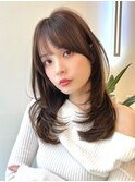 ミディアムレイヤーカット/オリーブベージュ/20代30代40代