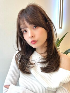 シティーバイローウェ 表参道(City/louwe) ミディアムレイヤーカット/オリーブベージュ/20代30代40代