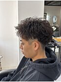 ツイストパーマ　スパイキーショート　ピンパーマ　アップバング