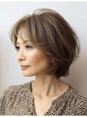 白髪染め白髪ぼかしカラー似合わせショートボブ40代50代60代♪