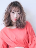 ラ ブレス なんばスカイオ(LaBless)&nbsp;韓国ヴェールウェーブミディ　ブルージュカラー　似合わせカット