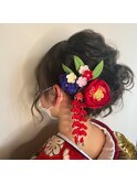 編み込みサイドアップ