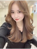艶髪 ロングヘア 韓国ヘアレイヤーカット 福岡天神 前髪あり
