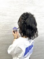 編み込みツインテール　髪リボン
