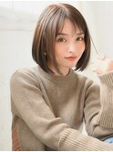 《Agu hair》小顔効果◎前下がりオリーブグレージュボブ