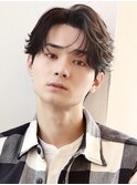 センターパートフェザーショートコンマバング韓国ヘアメンズヘア