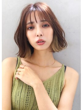 マルフェ 天王寺(marfe) 【marfe】大人ボブ＿インナーカラー＿ブリーチ＿ハイライト