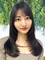 ビューブルー 亀戸錦糸町(VIEW BLUE)&nbsp;美髪カールブルーブラック韓国レイヤーロングセミディ顔周り前髪