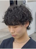 仙台メンズパーマシャドウパーマシースルーマッシュウルフゆるめ
