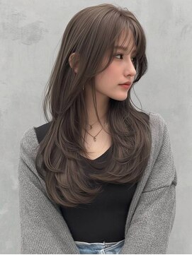ハナレ(hanare) 顔まわりレイヤー/ロングレイヤー/透けバング/グレーアッシュ
