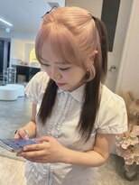 スティル カラン(STILL calin) 韓国ヘアロングレイヤーカットミルクティーベージュ前髪カット