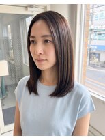 零秒女髪 千里丘店&nbsp;上品な艶感とまとまりの美髪セミロング髪質改善艶髪艶カラー