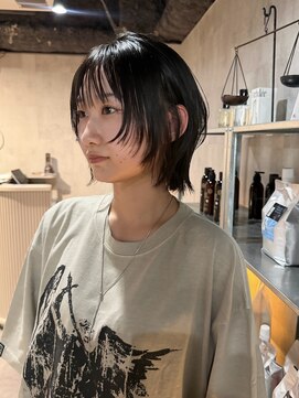 ラベル 渋谷(LAVEL) 黒髪ハッシュカットレイヤーボブシャギージグザグバング渋谷