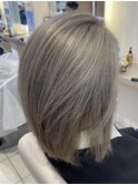 ホワイトベージュ/ブロンド/ダブルカラー/髪質改善/ボブ/天神