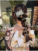 和装ヘアアレンジ　着物アレンジ　編み下ろし