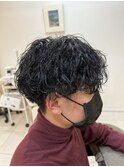 マッシュ&刈りあげ 波巻きパーマ