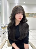 レイヤーカット韓国ヘア おろし前髪