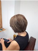 脱白髪染めカラーショートボブ