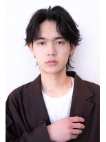 ハバナ 渋谷(HAVANA)&nbsp;メンズ波巻きセンターパート韓国風黒髪ツーブロックマッシュ