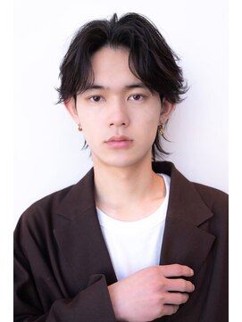 ハバナ 渋谷(HAVANA) メンズ波巻きセンターパート韓国風黒髪ツーブロックマッシュ