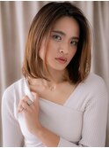 切りっぱなし艶感ストレート美髪かきあげボブディY上尾20代30代