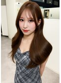 姫カットレイヤー/ベージュ/韓国巻き