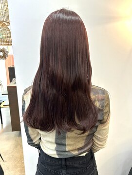 エクテ(ecouter) 暖色ローズピンクブラウン暗めカラーロングヘア