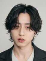 フィフス 天神大名(fifth) 天神大名フェザーパーマメンズカットセンターパートウルフ30代