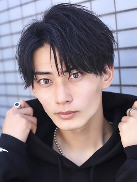 エイド 本店(aid) ブルーブラックアップバングショートマッシュレイヤー暗髪