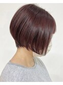 大人かわいい前下がりショートボブピンクブラウン30代40代艶髪