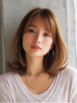 ロッソ 大橋店(Rosso) 透け前髪の柔らか外ハネミディ【大橋】