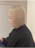 【YOKE】ハイトーンボブ切りっぱなしボブホワイトブロンド