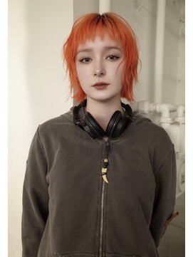 レコ 渋谷(LECO) シャギーボブ×オレンジ