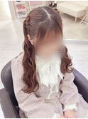 三つ編みハーフツイン/梅田ヘアセット