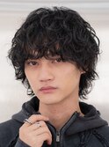 福岡天神ゆるめシャドウパーマメンズマッシュウルフカット緩め