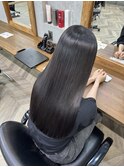 暗髪　グレージュ　髪質改善　縮毛矯正