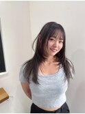 44. 顔周りレイヤー/黒髪ロング/顔周り/ナチュラル